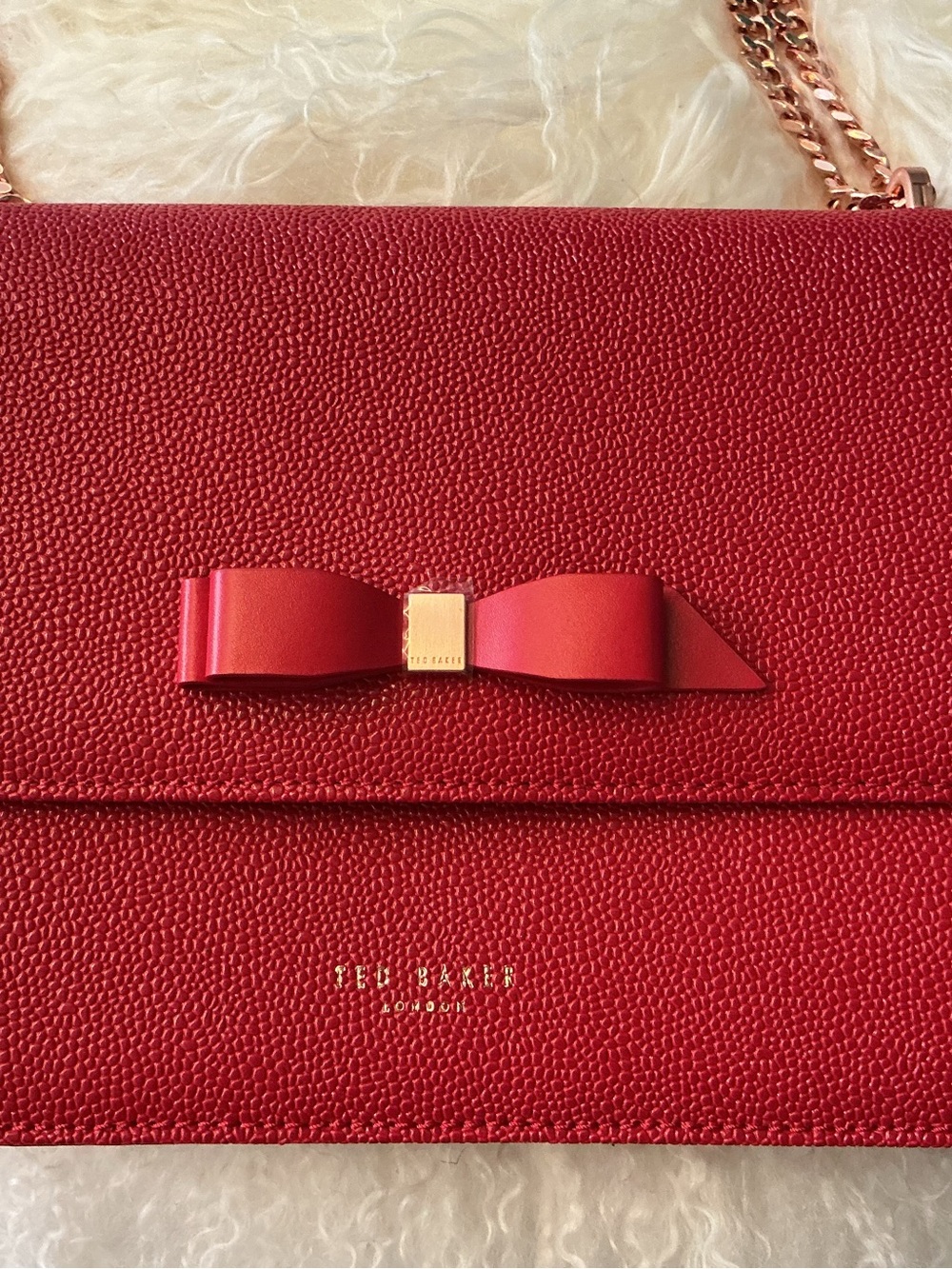 Ted Baker Red Bow Crossbody Purse with Gold Hardware